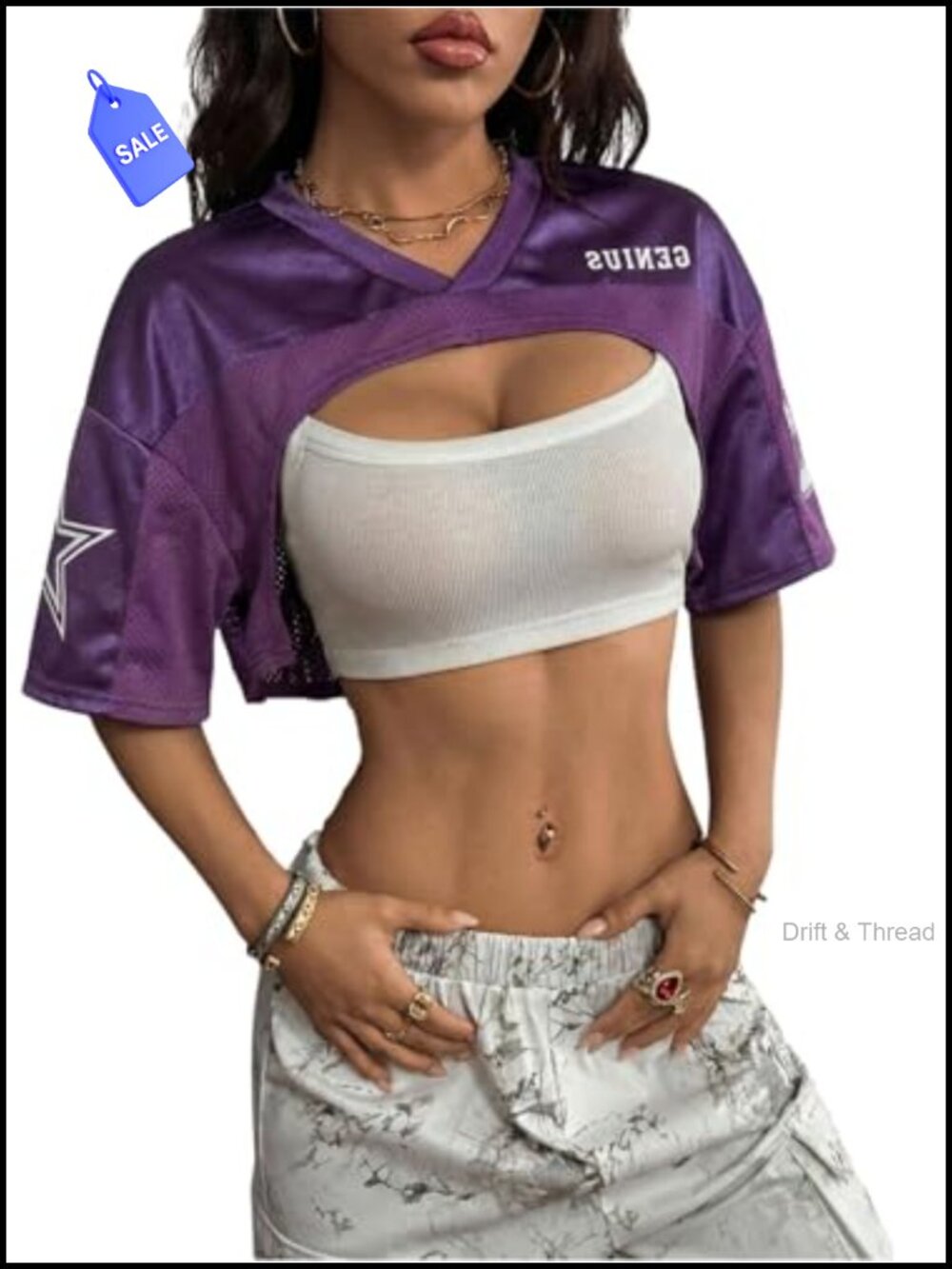Oversized Y2K Crop Top Mesh Spliced Satin Drop Shoulder Jersey Tee